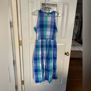 LOFT Blue and Teal Checkered Dress